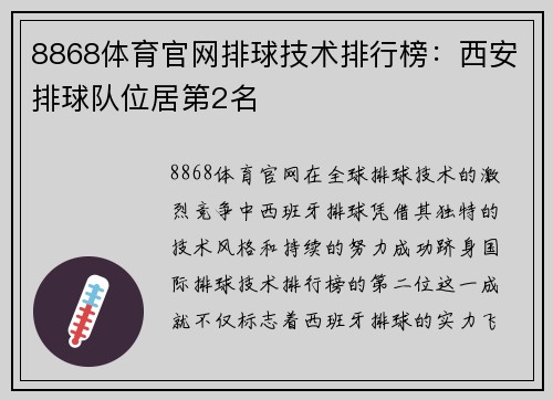 8868体育官网排球技术排行榜：西安排球队位居第2名